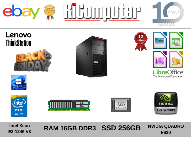 Workstation  Lenovo P300 Xeon Ram 16GB RAM SSD Nvidia Quadro  Win 11