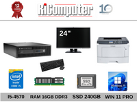 Postazione PC I5-4570 Ram 16GB SSD Monitor 24 + Stampante Lexmark RICONDIZIONATO