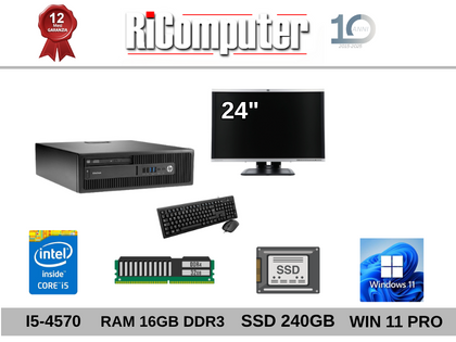 Postazione PC  i5  RAM 16GB DDR3 SSD 240GB Monitor 24