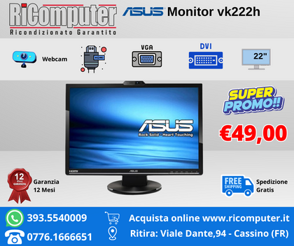 Monitor Asus vk222h Webcam Hdmi