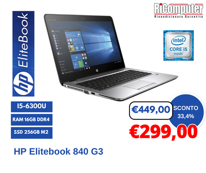 HP Elitebook 840 G3 I5-6200 RAM 16GB DDR4 SSD 256GB M2